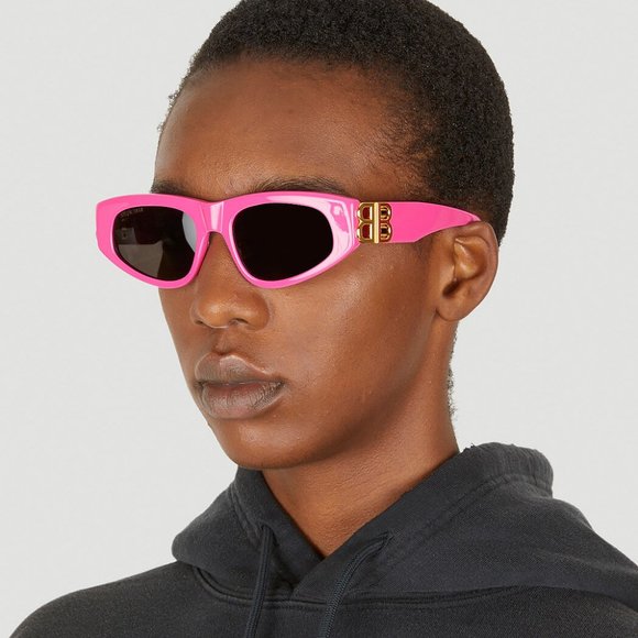 Balenciaga BB0095S 006 BRAND NEW Sunglasses Pink Gold Logo Grey Cat Eye Unisex main image 11